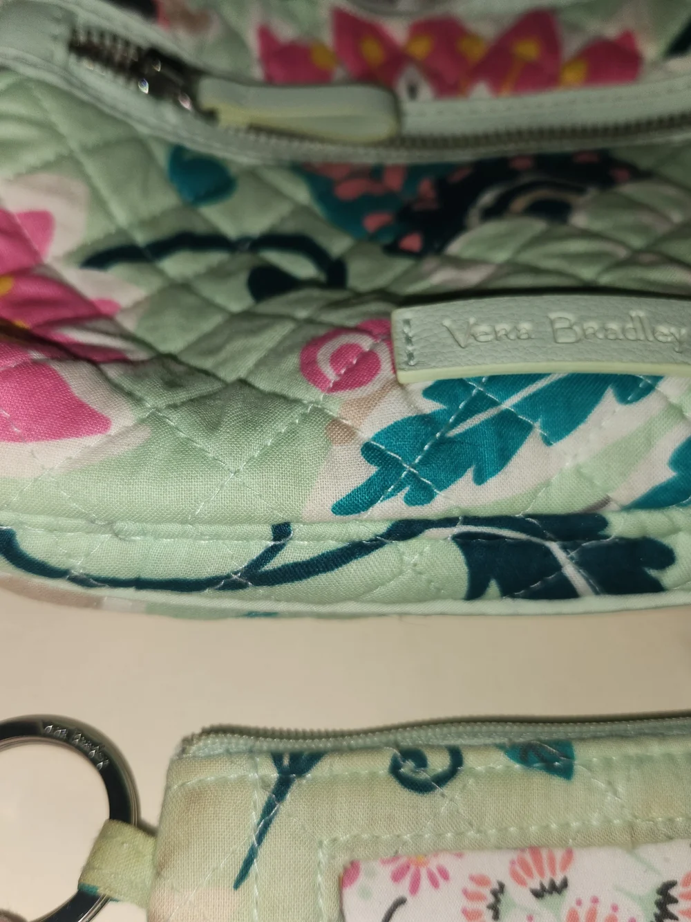 Vera Bradley Mint Multi Floral Quilted Crossbody with Card Pouch
